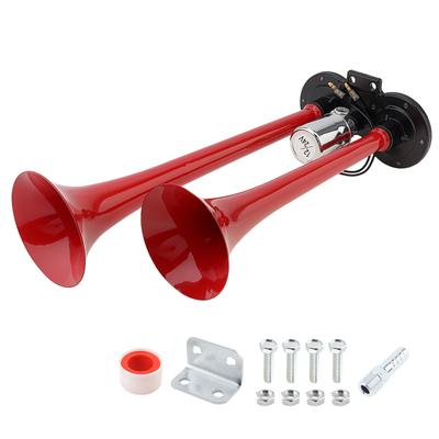 Tromba ad Aria Super Forte a Doppia Tromba 150dB 12V/24V - Suono Musicale Rosso per Camion, Auto, Furgoni, Barche, Lorry, Treni e Navi
