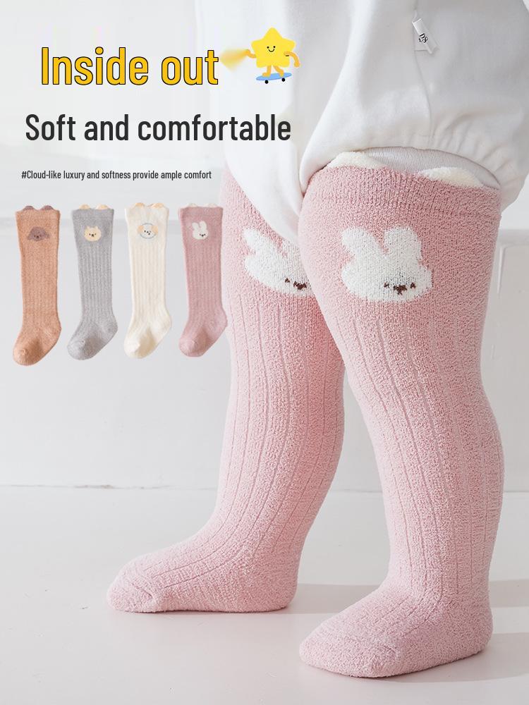 Xi Yu Jia Baby Knee-High Winter Socks - Thick, Warm, and Cute Cartoon Half-Velvet for Infants