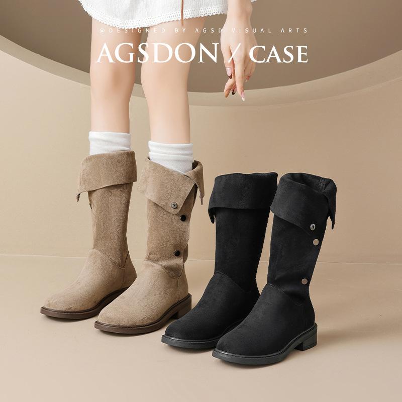 Augustine Boots Women's 2025 New Autumn and Winter Platform Western Style Retro Cowboy Boots But Knee Martin Boots