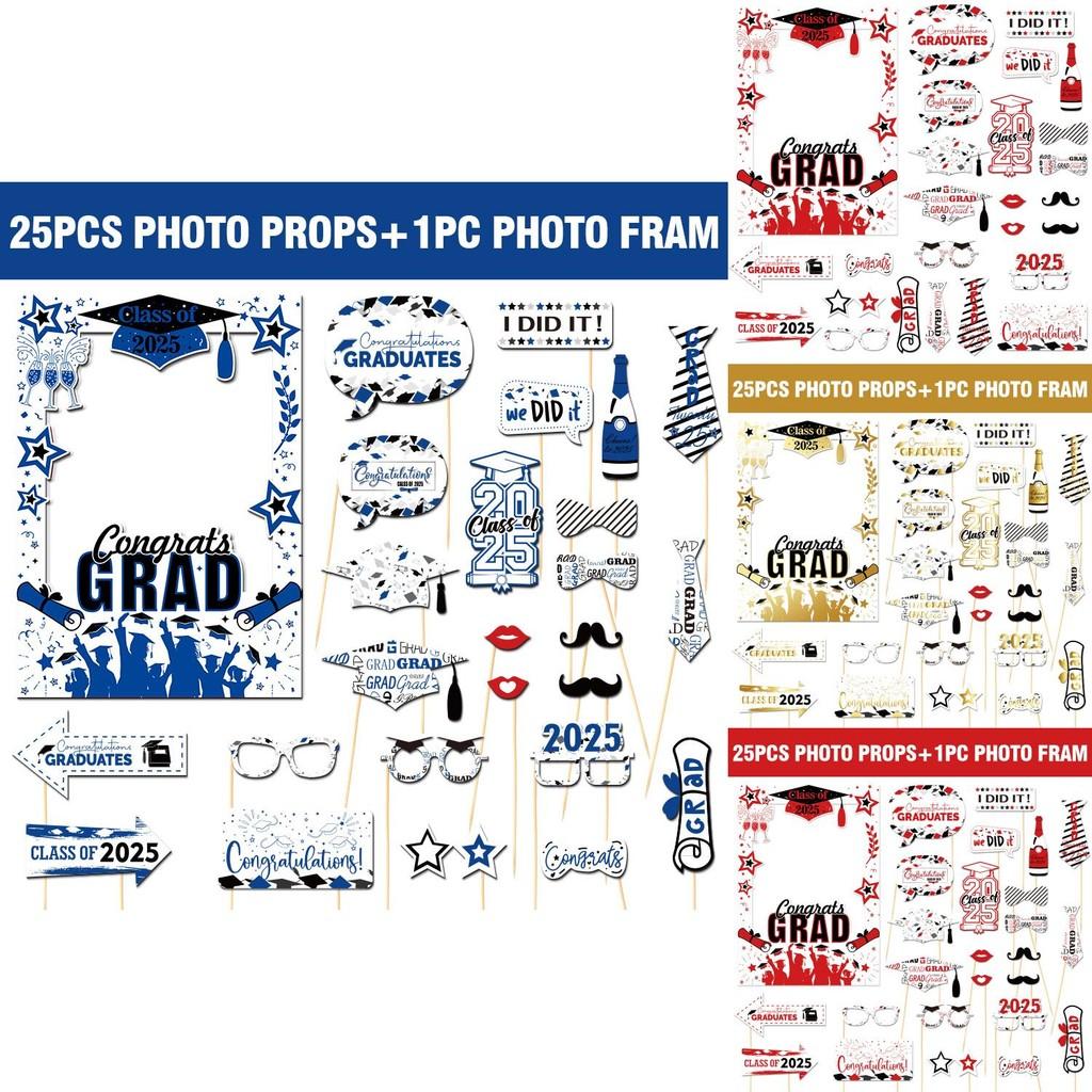 Festive Photo Booth Accessories With Handheld Paper Frames For Graduation Parties