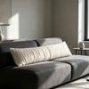 Practical Long Backrest Pillow Cover 53.9 X 20.1 In Ribbed Fabric Reversible Pillowcase for Sofa Bed Rest Area