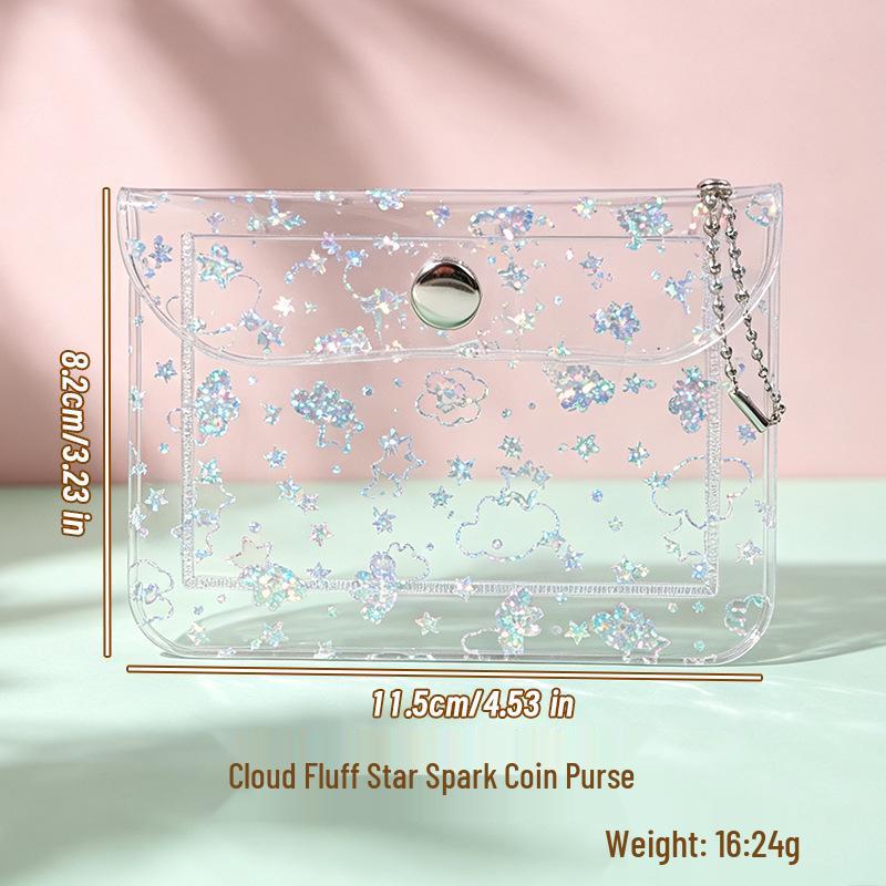 Japanese & Korean Style Snap Button PVC Mini Wallet: Cartoon Coin Purse, Portable Earphone & Key Case Pendant