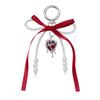 Sweet Red Cherry Pearl Keychain Ribbon Bowknot Keyring Bag Pendant Key Hanging Decoration For Best Friend Gifts