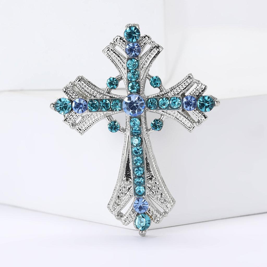 Fashion Creative Alloy Rhinestone Cross Brooch Personality Temperament Women'S Clothing Corsage Ornament Pin