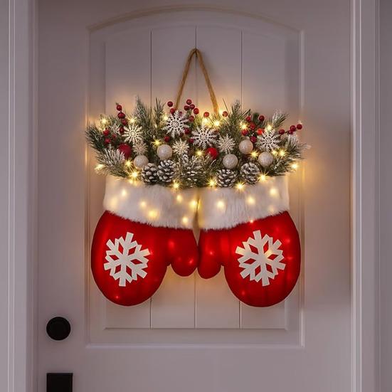 Christmas Decoration LED Light Decor Wall Mounted Christmas Gloves Festive Atmosphere Party Holiday Pendant