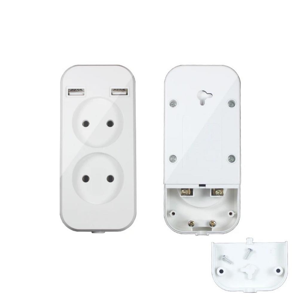 European USB Socket Portable Dual Usb Converter Plug Multifunction Converter Plug Germany France Russia Universal Socket