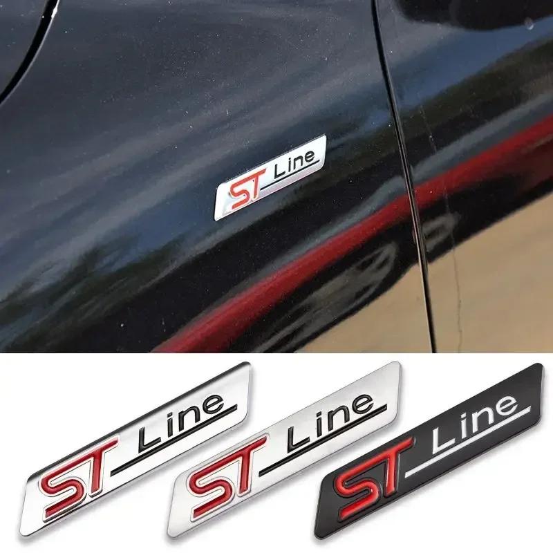 JJEM1 3D Metal ST Line Rear Trunk Badge Emblem Sider Fender Sticker for Ford Stline Focus Fiesta Mondeo Ecosport Kuga ESCAPE