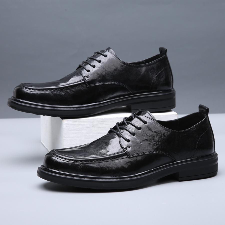 The First Layer of Sheepskin British Style 2025 Men's Trend Business Casual Leather Shoes Men's Big Head Round Head Shoes 2025 Direct Sales