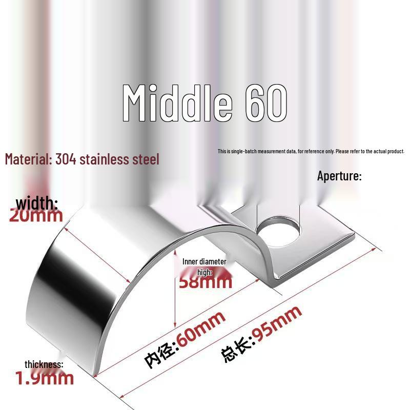 304 Stainless Steel P-Type Single-Sided Pipe Clamp, Double Clip, Half-Side Bracket, Single Hole Saddle Clamp