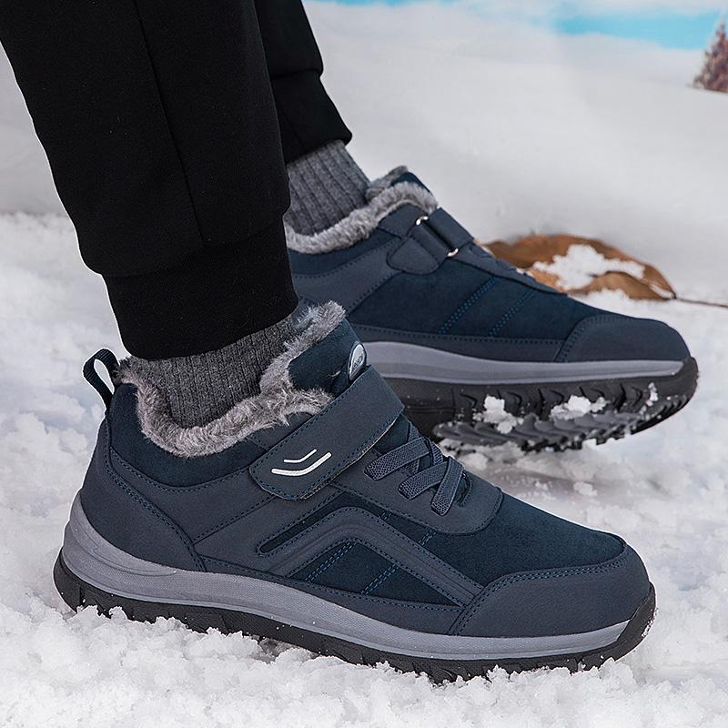 High-top large cotton shoes, winter velvet thickened warm cotton boots, medium walking sports shoes