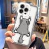 Cartoon Orange Grey Cat Clear Phone Case For Samsung A03S A03 A04 A05 A05S A06 A7 A11 A12 A13 A14 A15 A16 NOTE 10 20 ULTRA Case