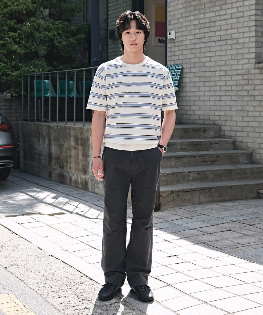 STCO Diems Cool Touch Striped Short Sleeve Knit_White (Classic Fit)_Dktxb21Ctw