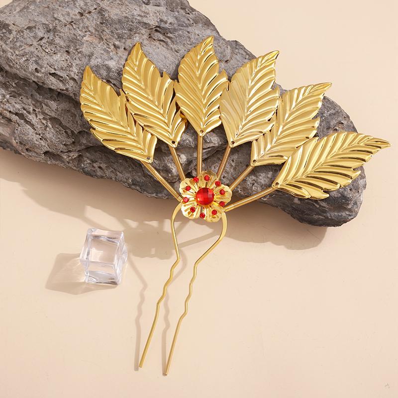 1PC Elegant Performance Flower Soft Gloss Alloy Hairpin Ethnic Style Hairpin