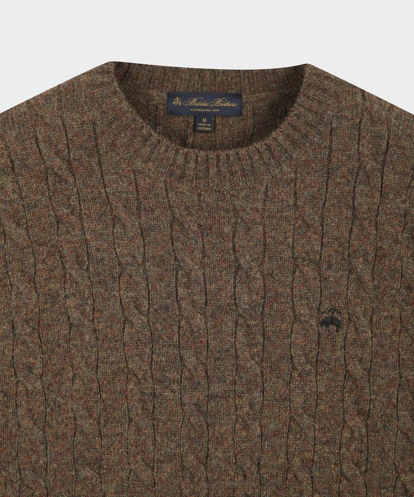 BROOKS BROTHERS [Online Exclusive] Shetland Cable Pullover (Brown) (Bbwrmof410)