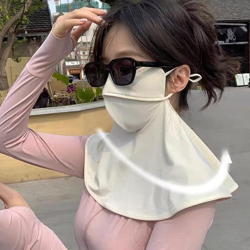 Summer Ice Silk Sun Protection Mask For Women Upf50+ Anti-Uv Scarf Outdoor Cycling Hiking 360Fahrenheitace Neck Cover