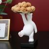 White Bear Statue with for Key Tray Fruit Jewelry Snacks Candy Plate Figuri