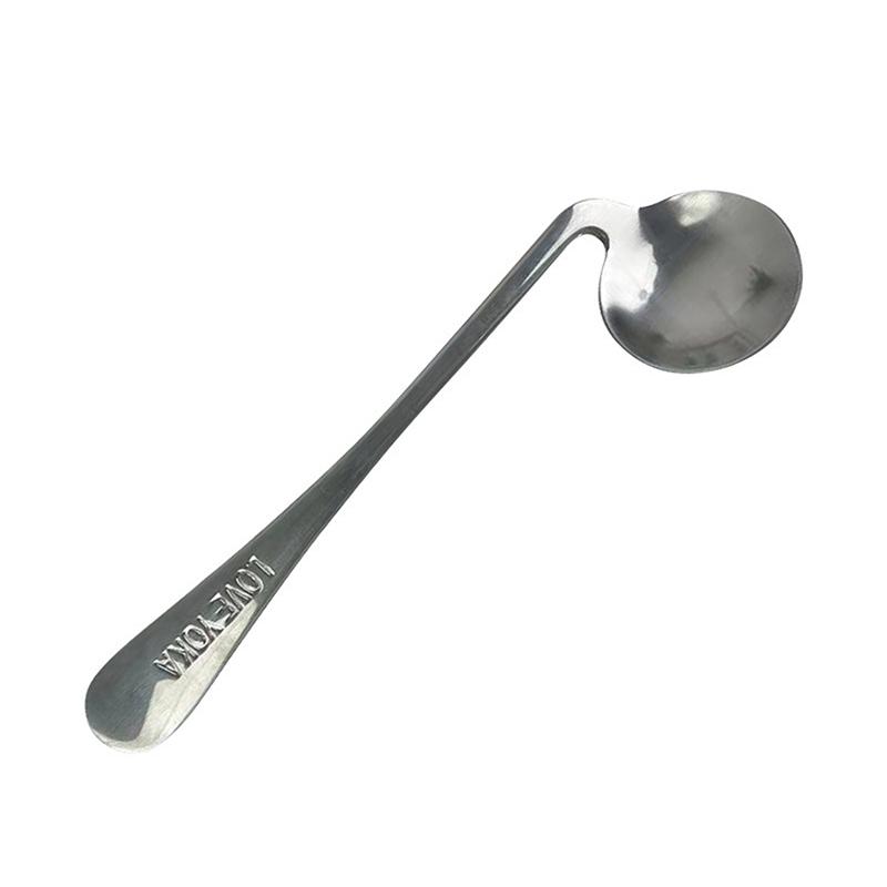 1Pc Stainless Steel Angled Offset Spoon Left/Right Hand Curved Feeding Spoon For Children Elderly Patients Adaptive Utensils