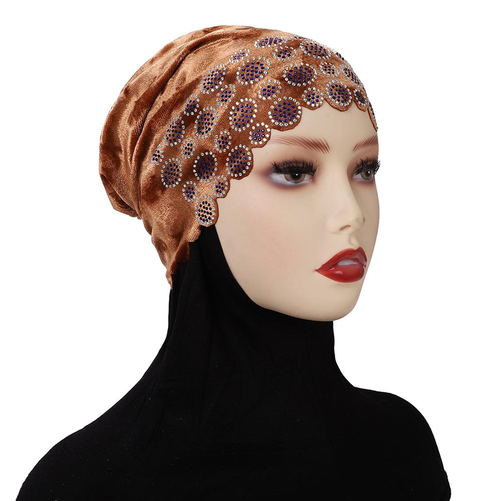 New Design Muslim Underscarf Hijab Cap Instant Turban Abaya Hijab Headscarf Bonnet African Diamonds Head Wraps