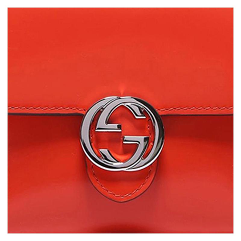 Gucci Short Folding Patent Leather Wallet with Double G Buckle Women's Orange #ClassicRecommendation#