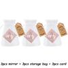 1-6Set 7cm Square Rose Mirror with Storage Bag Lady Handbag Portable Handheld Folding Mirror Dressing Table Makeup Accessories