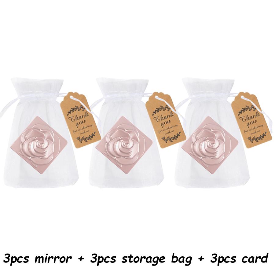 1-6Set 7cm Square Rose Mirror with Storage Bag Lady Handbag Portable Handheld Folding Mirror Dressing Table Makeup Accessories