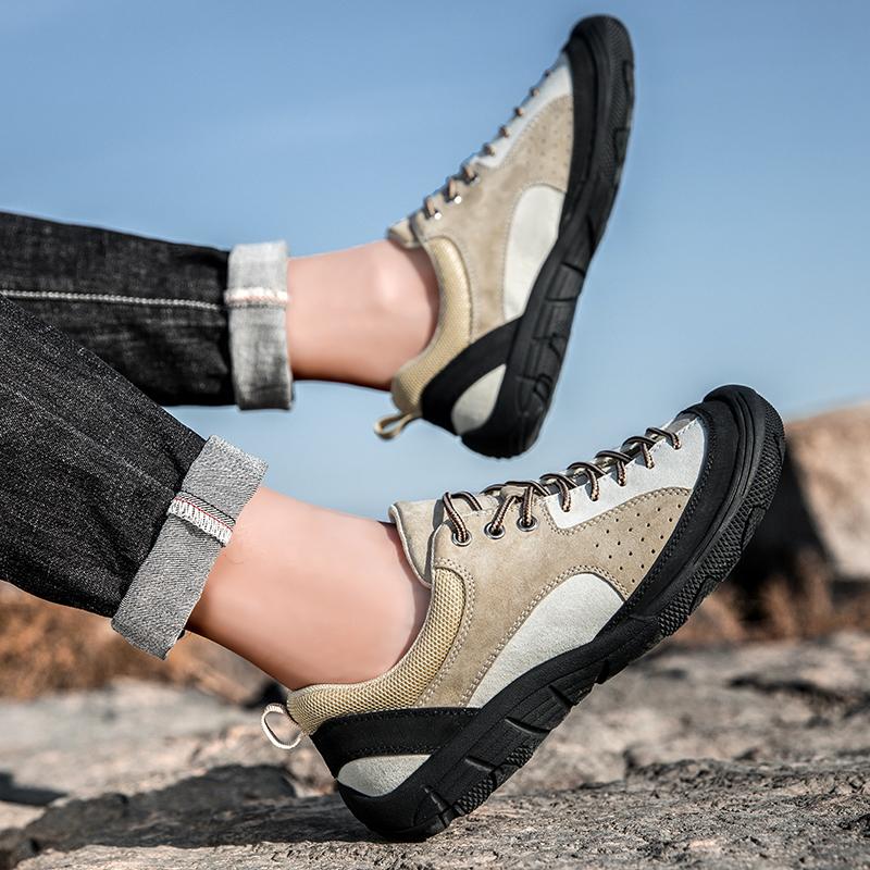 Echtes Leder Herren Wasserdichte Wanderschuhe Leichtgewicht Outdoor Trekking Ganztägiger Komfort