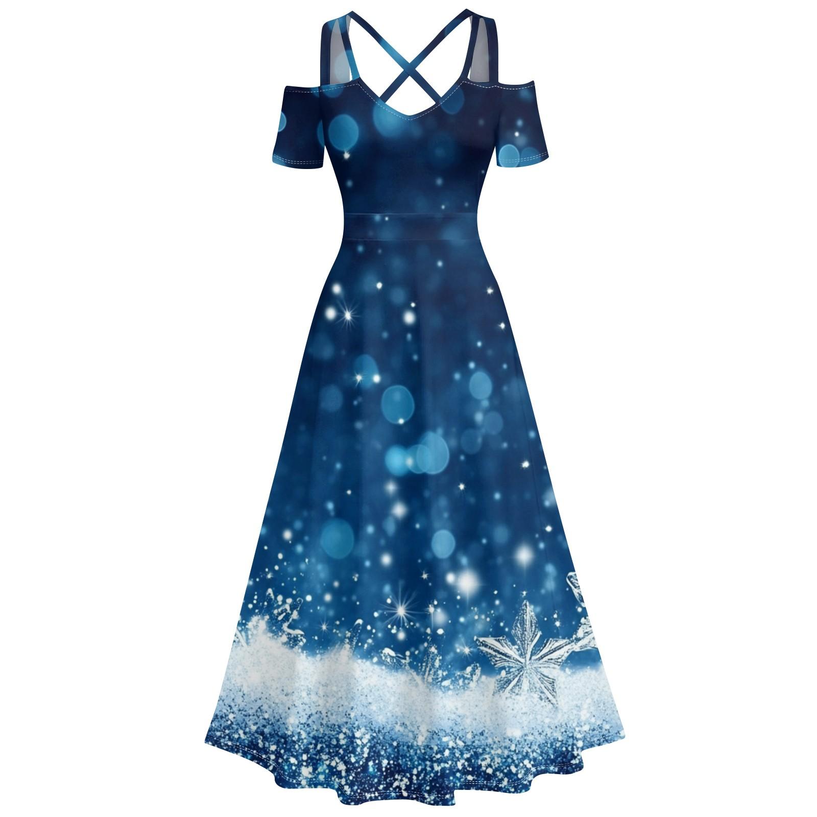 

Женское повседневное и модное платье с принтом, сексуальное, на подтяжках, ретро, большое платье-качели L синий