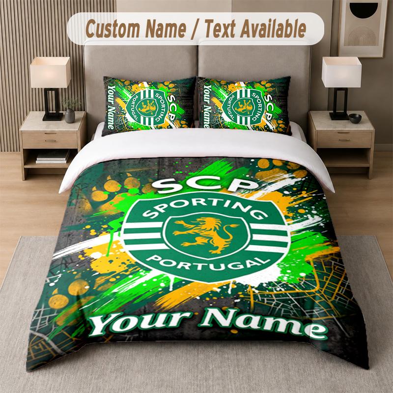 Sporting CP Design Bedding Set Custom Text 1 Duvet Cover & 2 Pillow Cases