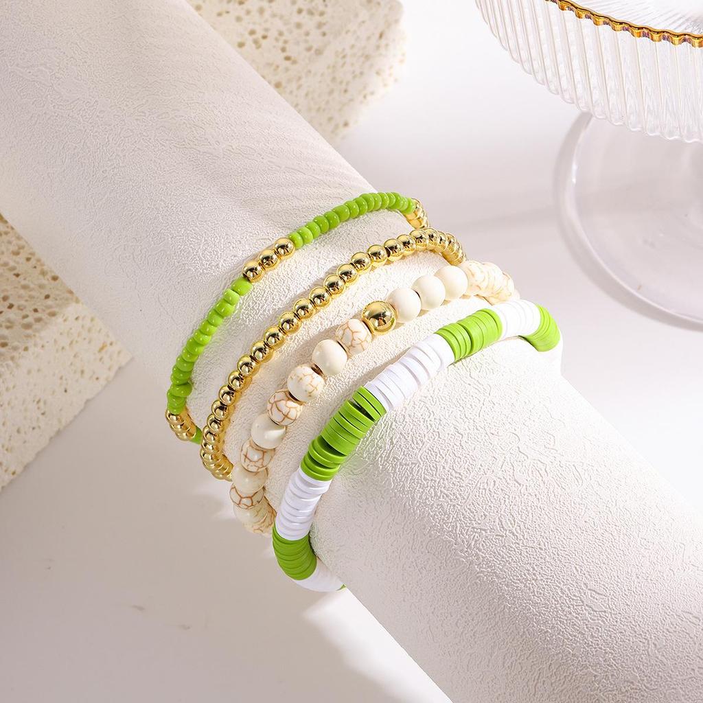 Buntes Sommer Strand Damen Polymer Clay Perlenarmband Set - 4 Stück