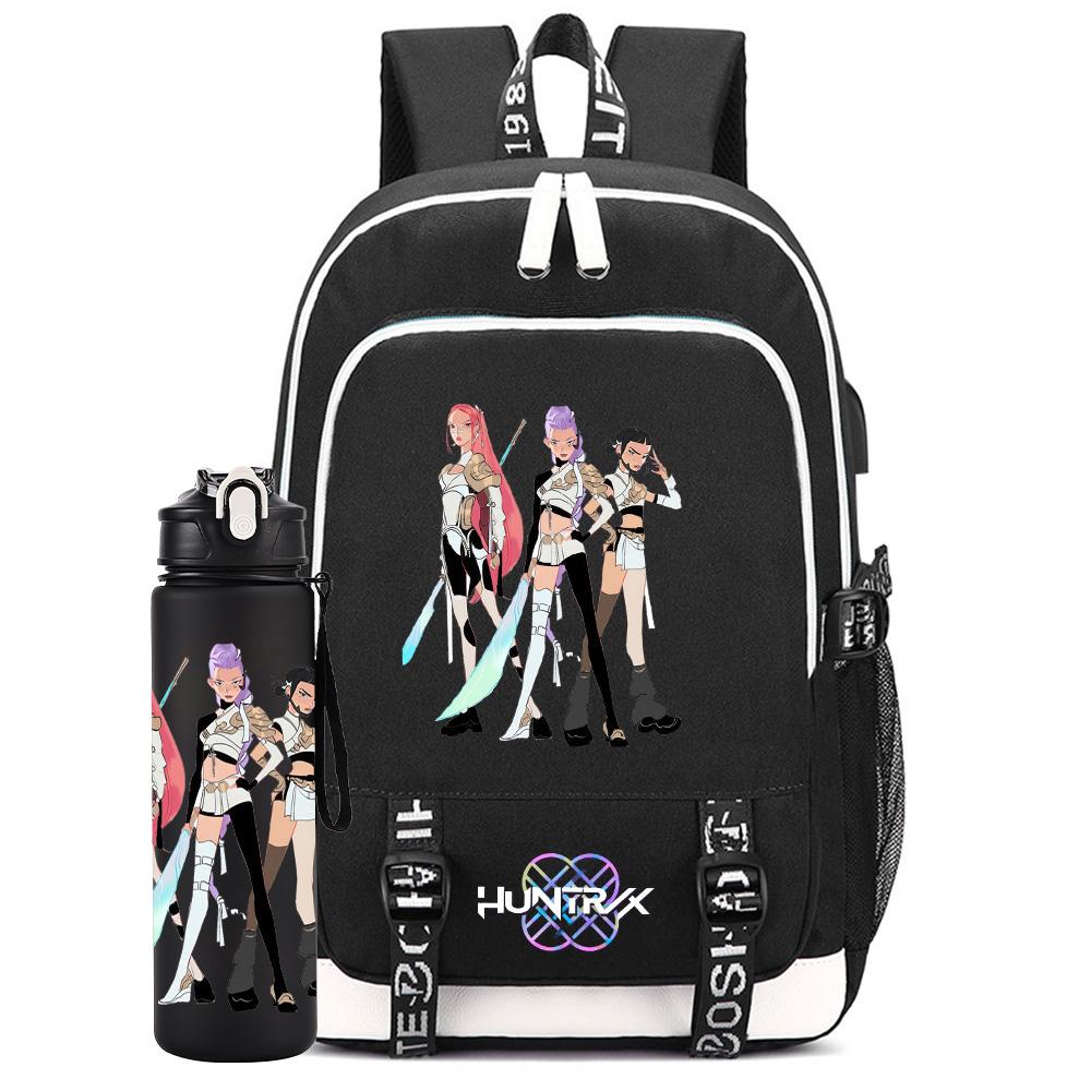 

2Pcs/set K-pop Backpack Large Capacity Bookbag With 750ml Water Bottler Laptop Student Boy Girl School Bag waterproof Travel Bag Kid Gift Mochila