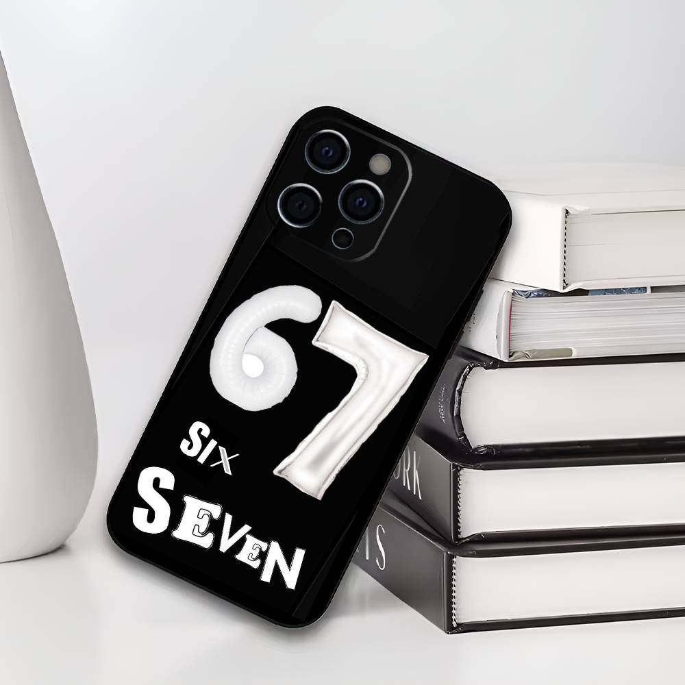 Six-Seven 67 Phone Case For iPhone 17,16,15,14,13,12,11 Plus,Pro Max,XS,Soft Silicone Black Cover