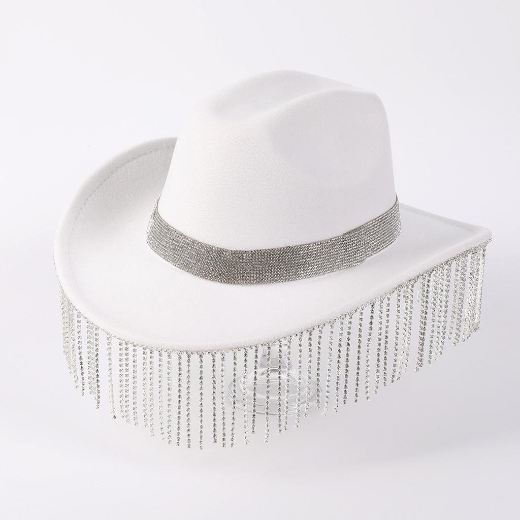 New rhinestone fringed cowboy hat carnival party western cowboy top hat women's top hat bullfighting hat