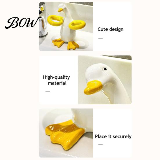 Waterproof Toothbrush Base Duck Shape Holder, Ceramic Electric Stand, Holder Cute Bathroom Countertop Organizer, for Bathrooms Toothpaste Storage Rack