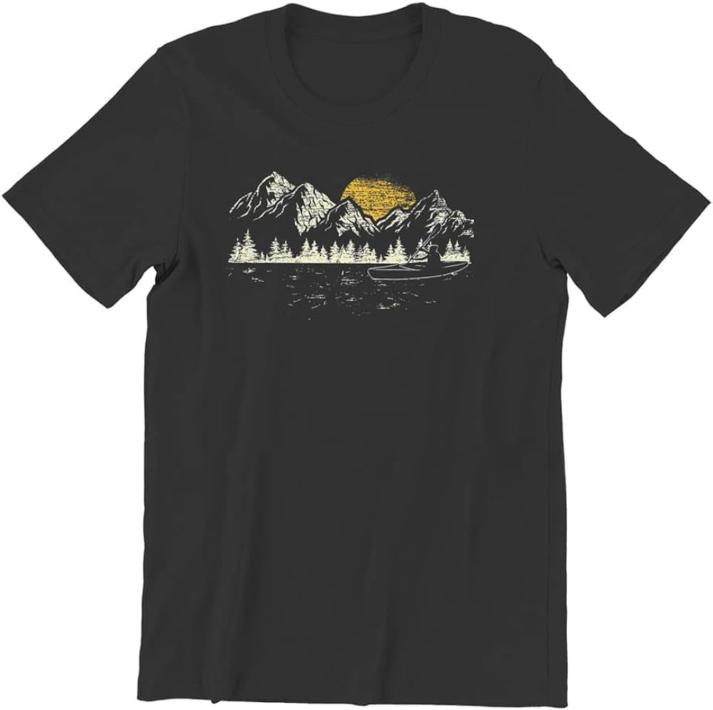 Mountain Forest Kayak Canoe Paddling Casual Men T Shirt Canoe Style Streetwear Leisure Men T Shirt 3XL