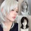 Short Straight Mullet Head Wigs with Bangs Wolf Tail Anime Men Wigs Halloween