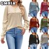 Fashion Women's Fashion Casual Solid Color Print Long Sleeve O Neck Blouses & Shirts