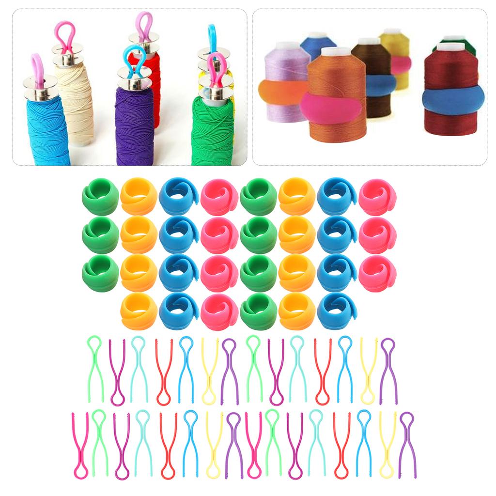 60Pcs Bobbin Thread Holder Spool Huggers Clips Organizing Clamps Sewing Accessories