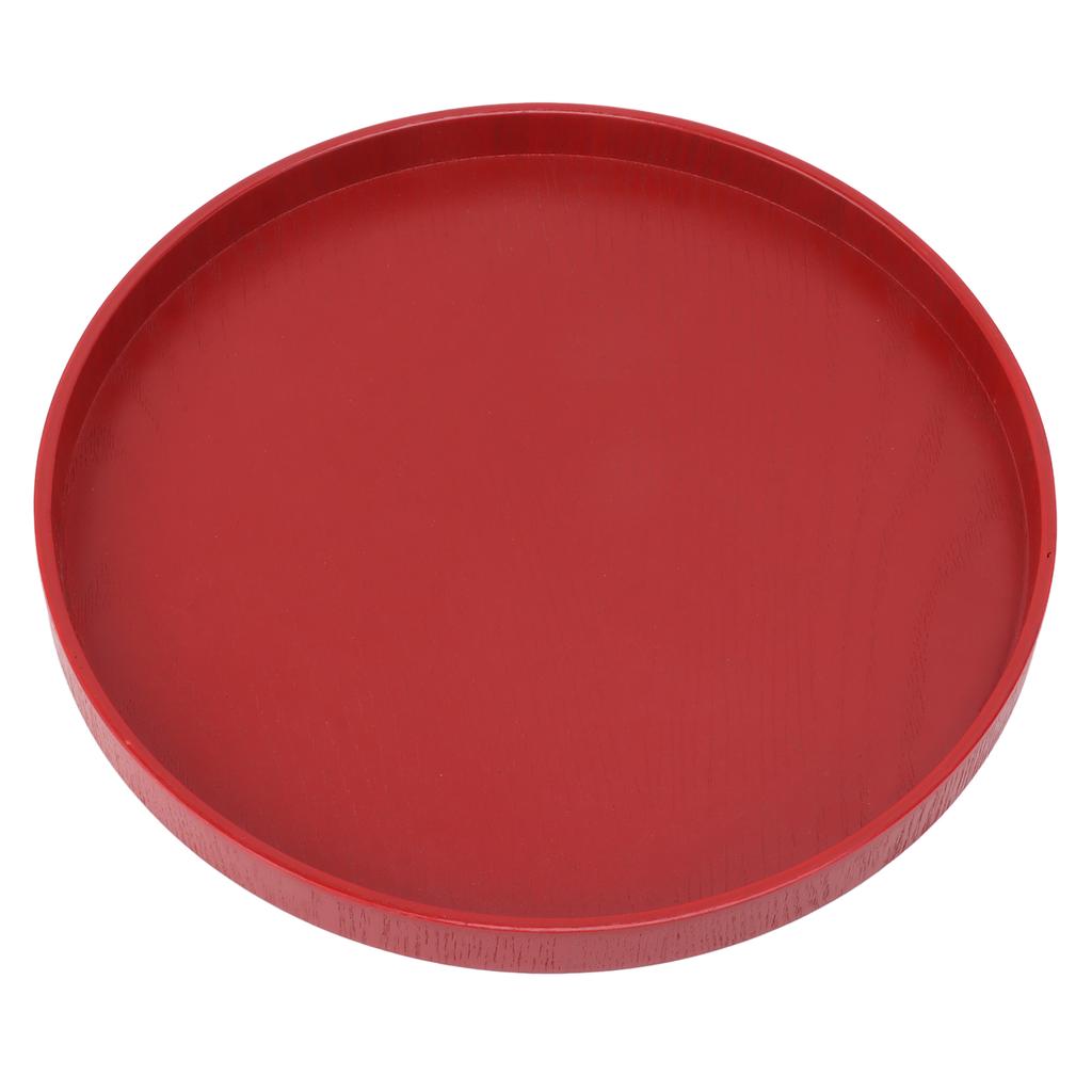Tea Tray Wooden Wine Red Round Tea Plate Green Tea Baking Serving Plate for Home Tea House 27cm   10.63in