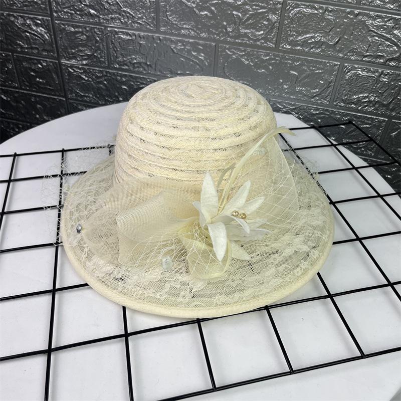 European and American lace mesh sun hat female summer foldable bucket hat travel breathable sun hat top hat