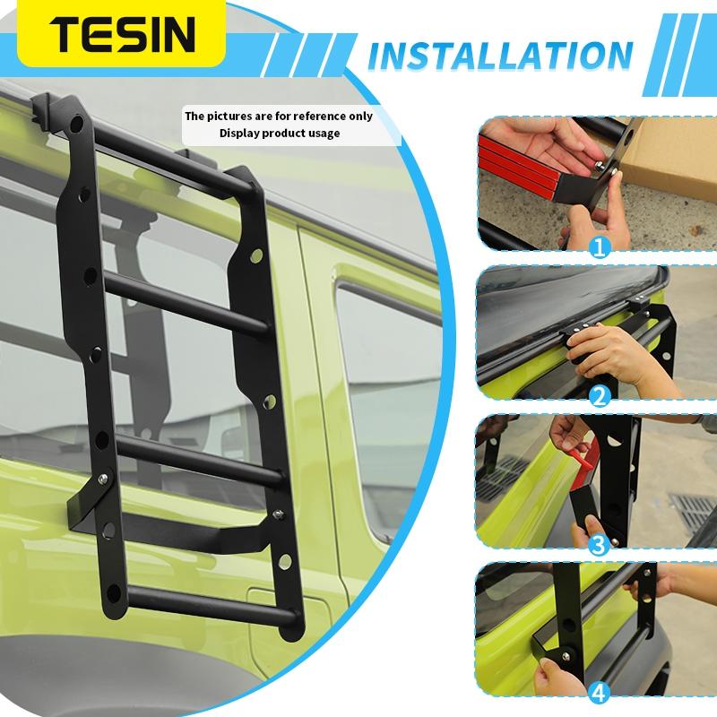 TESIN Rear Window Extension Climbing Ladder Bracket Protective Frames for Suzuki Jimny 2019 2020 2021 2022 2023 2024 2025 2026