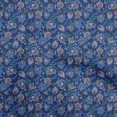 Cotton Flex Blue Fabric Floral Dress Material Fabric Print Fabric By The Yard 40 Inch