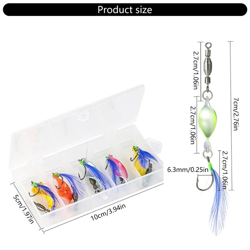 10pcs Twisted Hard Baits 360 Degree Rotating Wobbler Jigging Baits Spoon Lures Artificial Spinnerbaits with Feather Hook