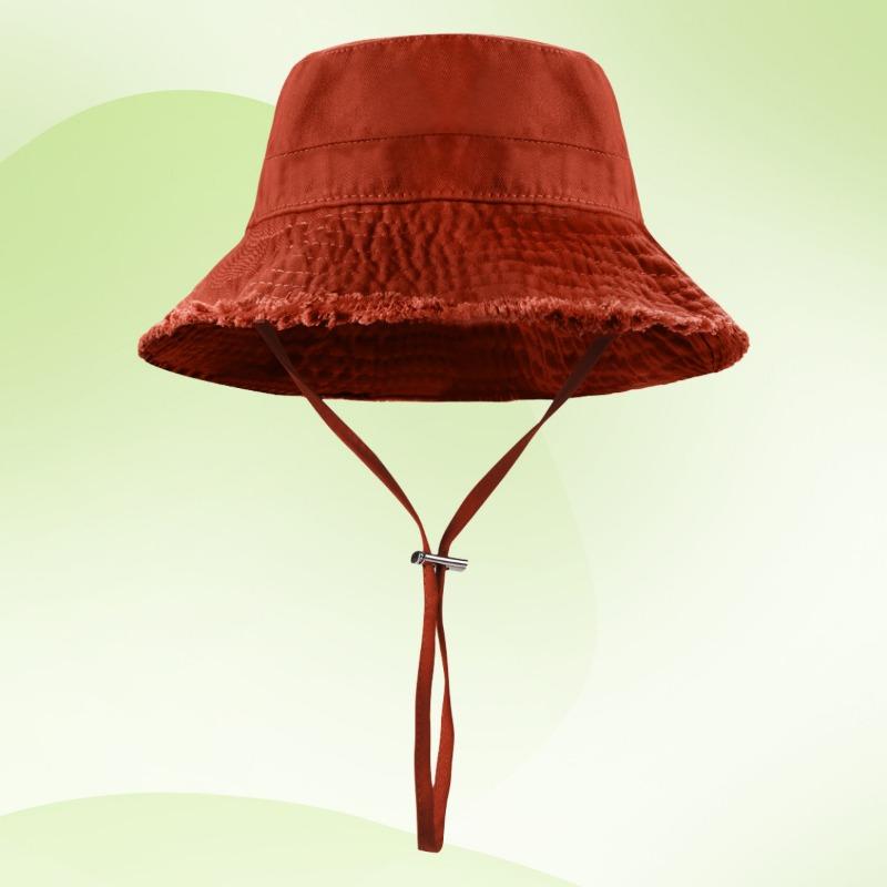 Raw Edge Red Bucket Hat Women's Summer Versatile Thin Big Brim Showing Small Face Outdoor Basin Hat Tide