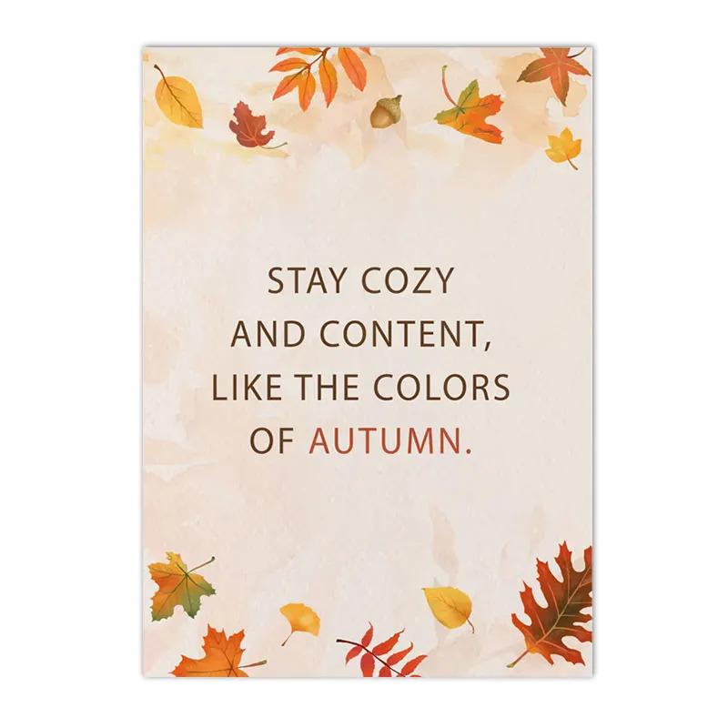 Canvas Painting Autumn Scenery Leaf Poster Print Nordic Wall Pictures Living Room Home Decor Hello Pumpkin Art