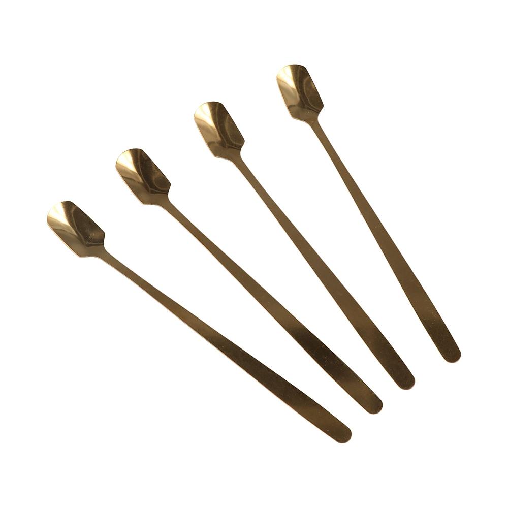 5pcs Silver/gold Square Teaspoon Stainless Steel Dessert Scoops Coffee Stirring Spoons  Mug