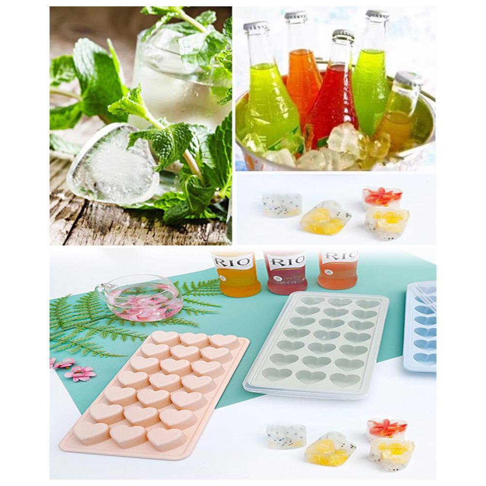 21 Grids Ice Block Mold Heart Shape Ice Tray Silicone DIY Handmade Ice Cream Chocolate Making Mould with Lid