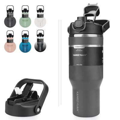 KZYBODY 1000ml Vacuum Insulated Stainless Steel Tumbler with Large Keeps Drinks Hot or Wide Direct Lid and Easy To Perfect for the and Travel Straw,