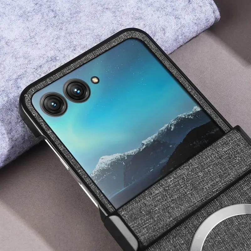 Luxury For Magsafe Magnetic Wireless Charge Hinge Case For Motorola Moto Razr 60 50 Ultra 25 Cloth Texture Hard Shockproof Cover