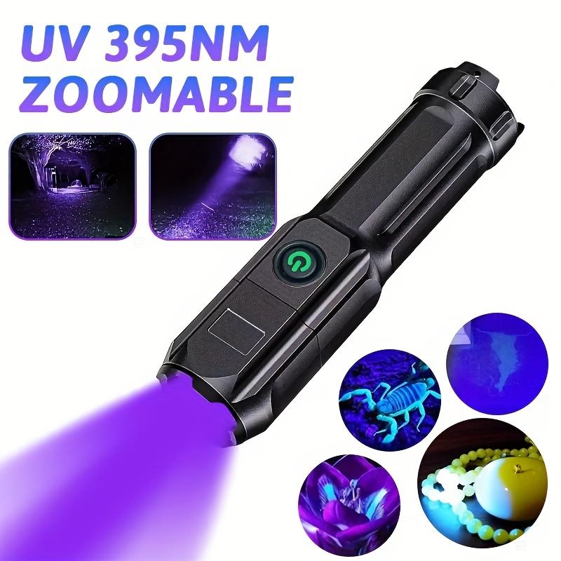 Portable UV Flashlight UV 395NM Zoomable ABS Torch 3 Modes Camping Ultraviolet Flashlights For Pet Stacks Fluorescent Detection