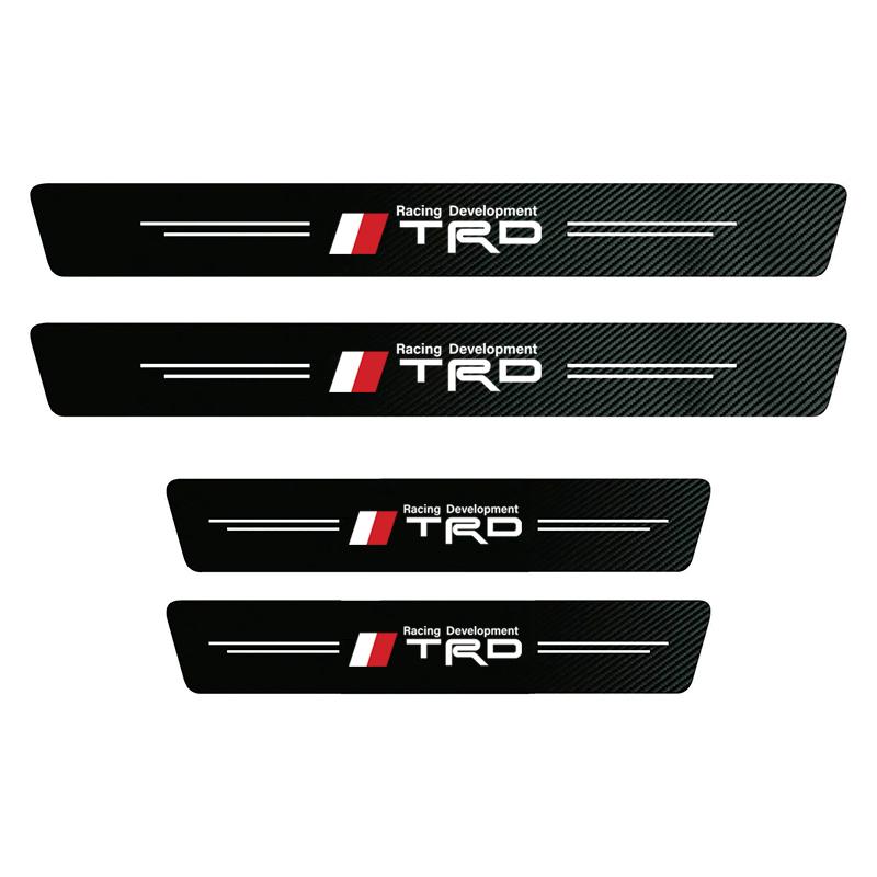 Car Door Sill Scuff Plate Decor Carbon Fiber Stickers Tire Valve For Toyota GR Corolla Yaris Aygo Prius RAV4 Crown Camry Auris